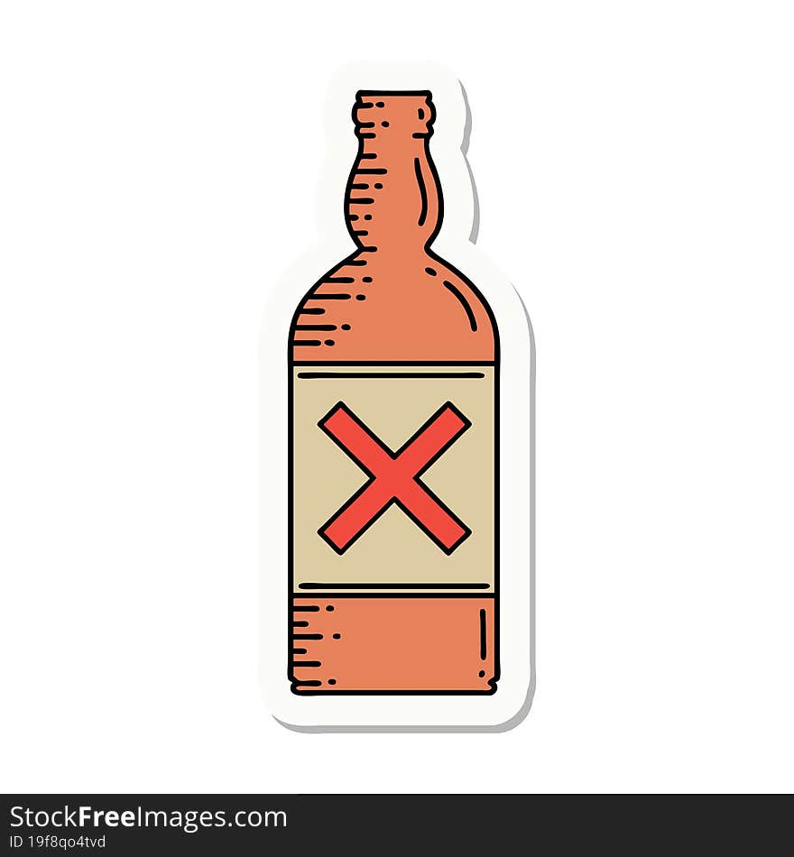 tattoo style sticker of a bottle