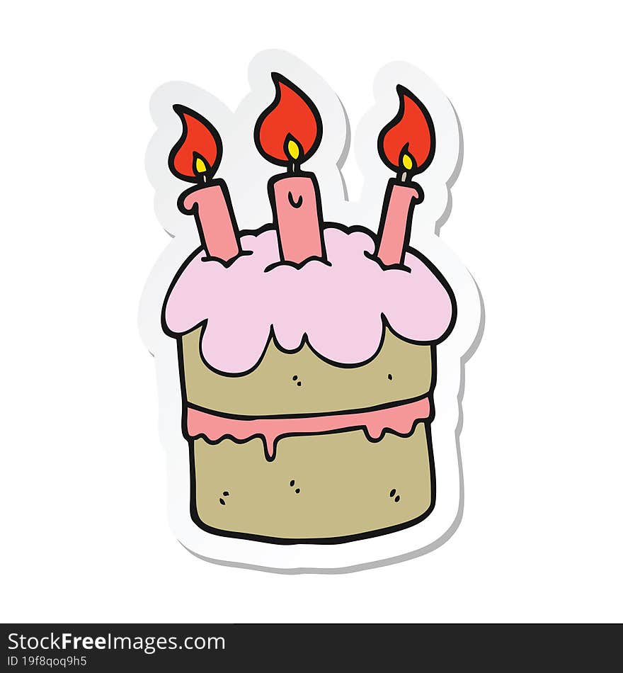 Sticker Of A Cartoon Birthday Cake