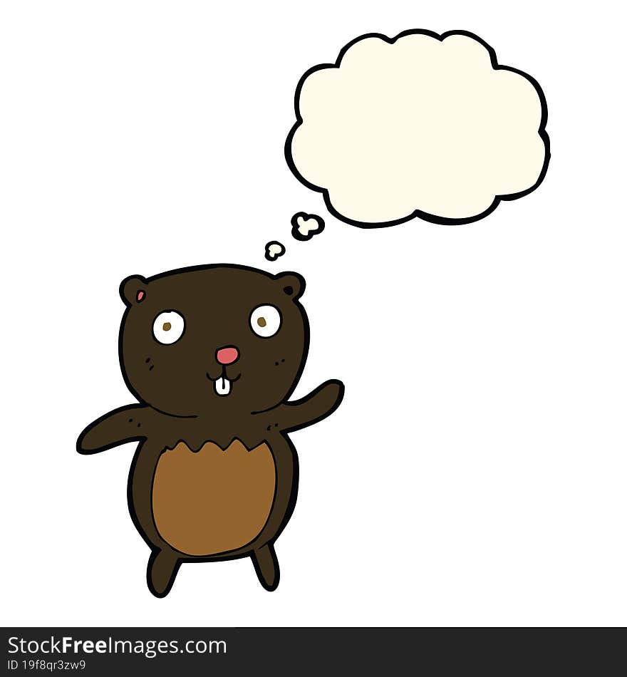 cartoon black bear cub with thought bubble