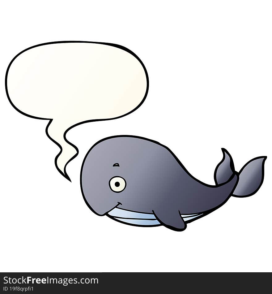 cartoon whale and speech bubble in smooth gradient style