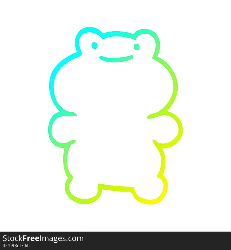 cold gradient line drawing of a cartoon frog