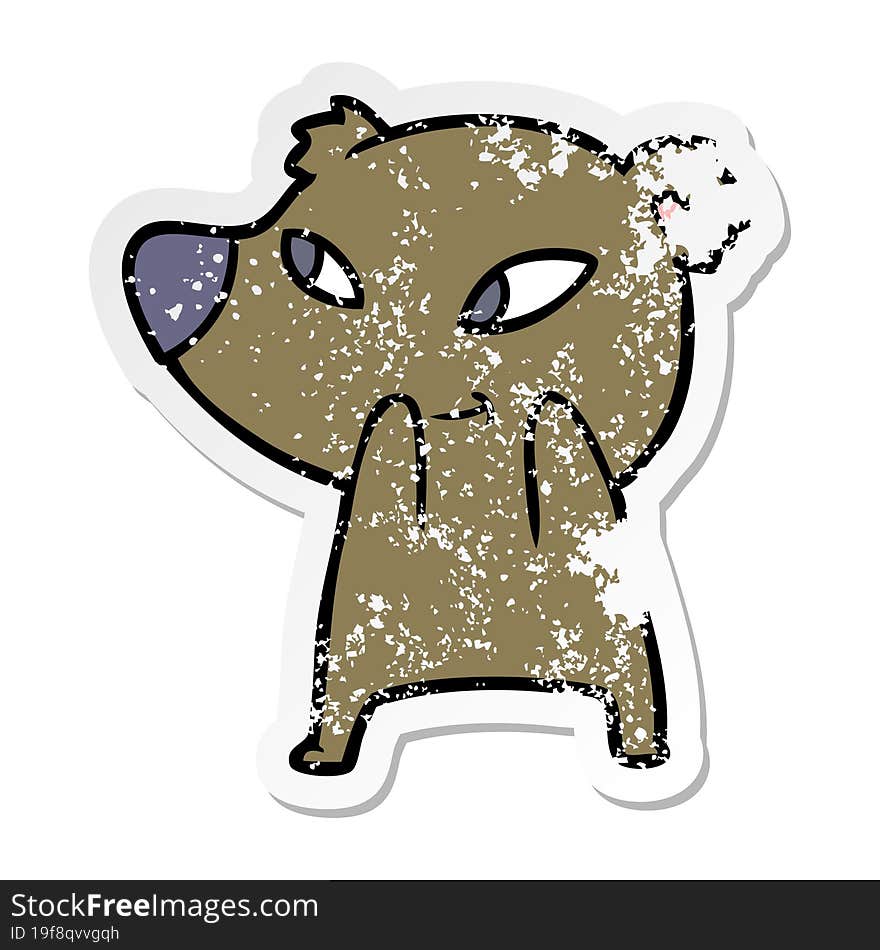 distressed sticker of a cute cartoon bear