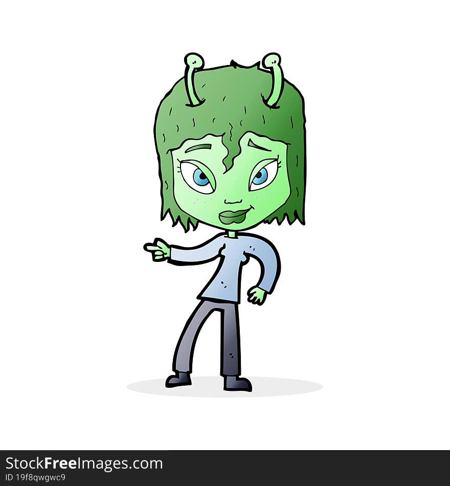 Cartoon Alien Woman