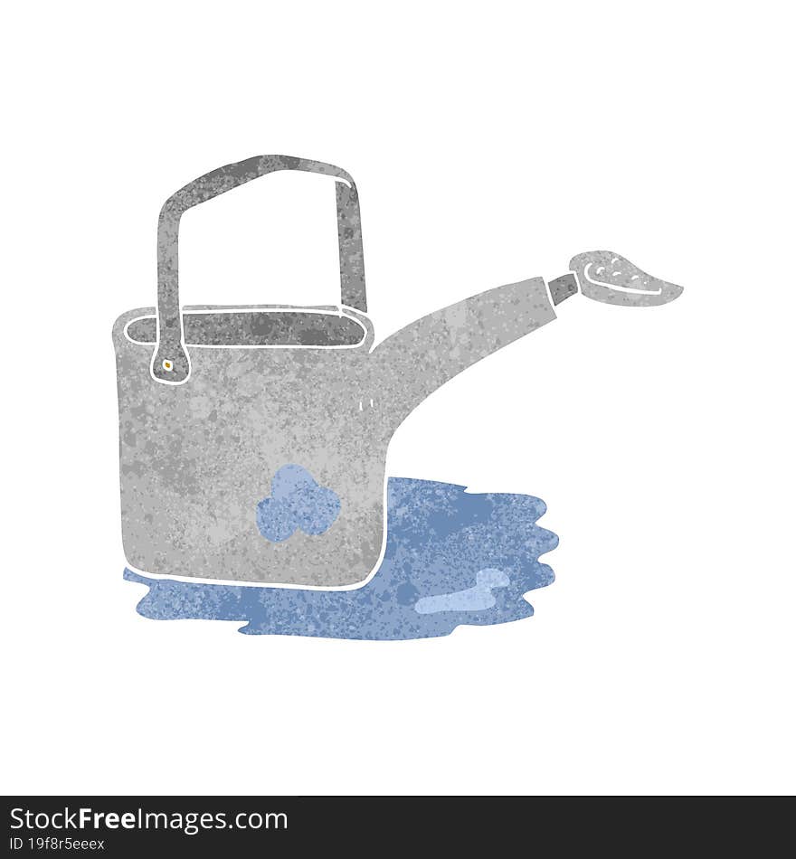 freehand retro cartoon watering can