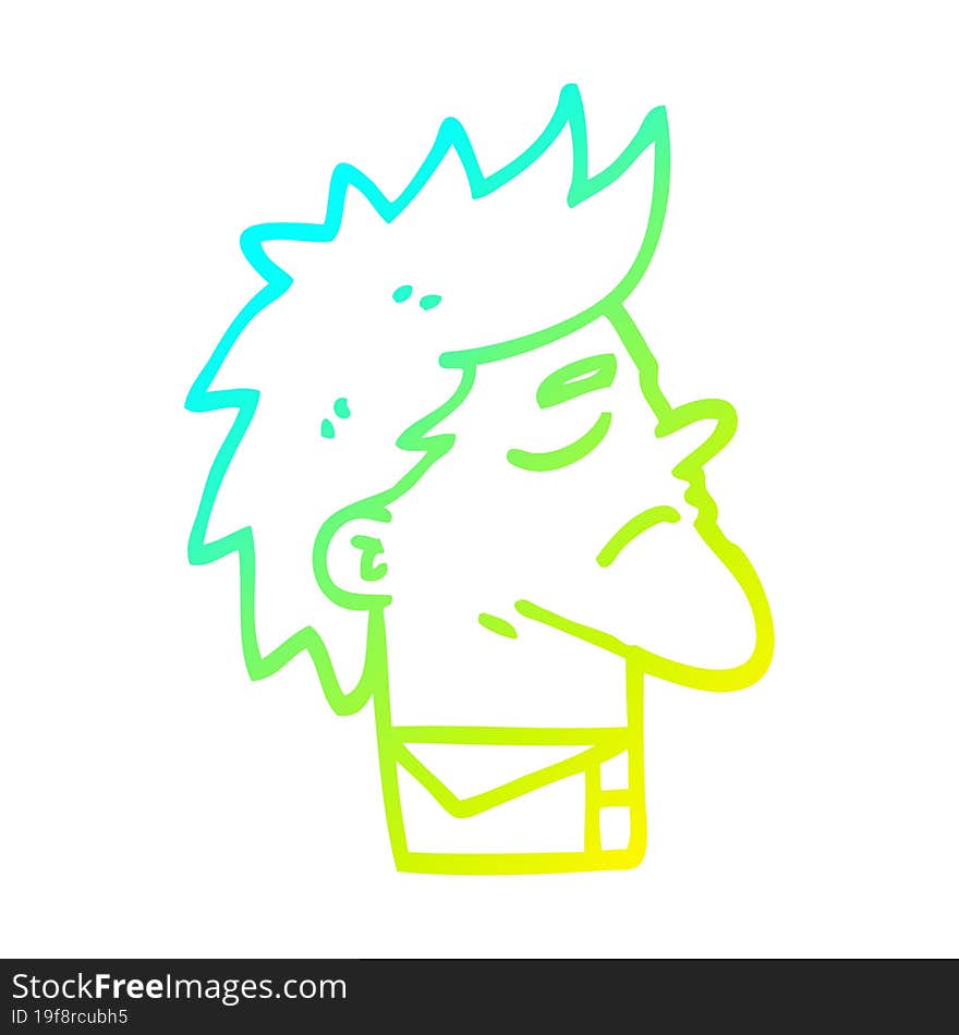 Cold Gradient Line Drawing Cartoon Arrogant Man