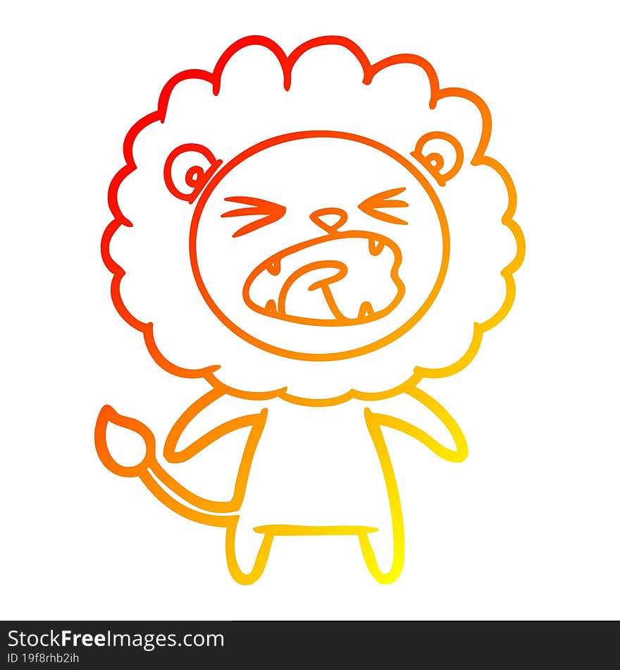 warm gradient line drawing cartoon angry lion