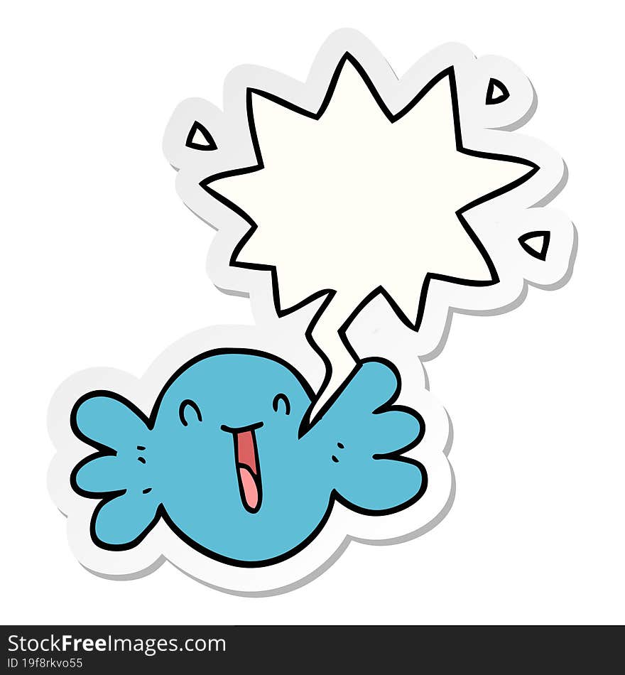 cartoon happy candy and speech bubble sticker