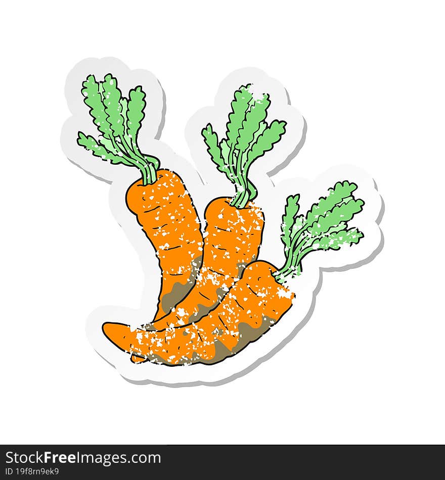 Retro Distressed Sticker Of A Cartoon Carrots