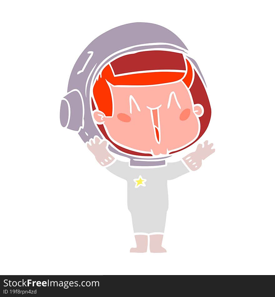 happy flat color style cartoon astronaut