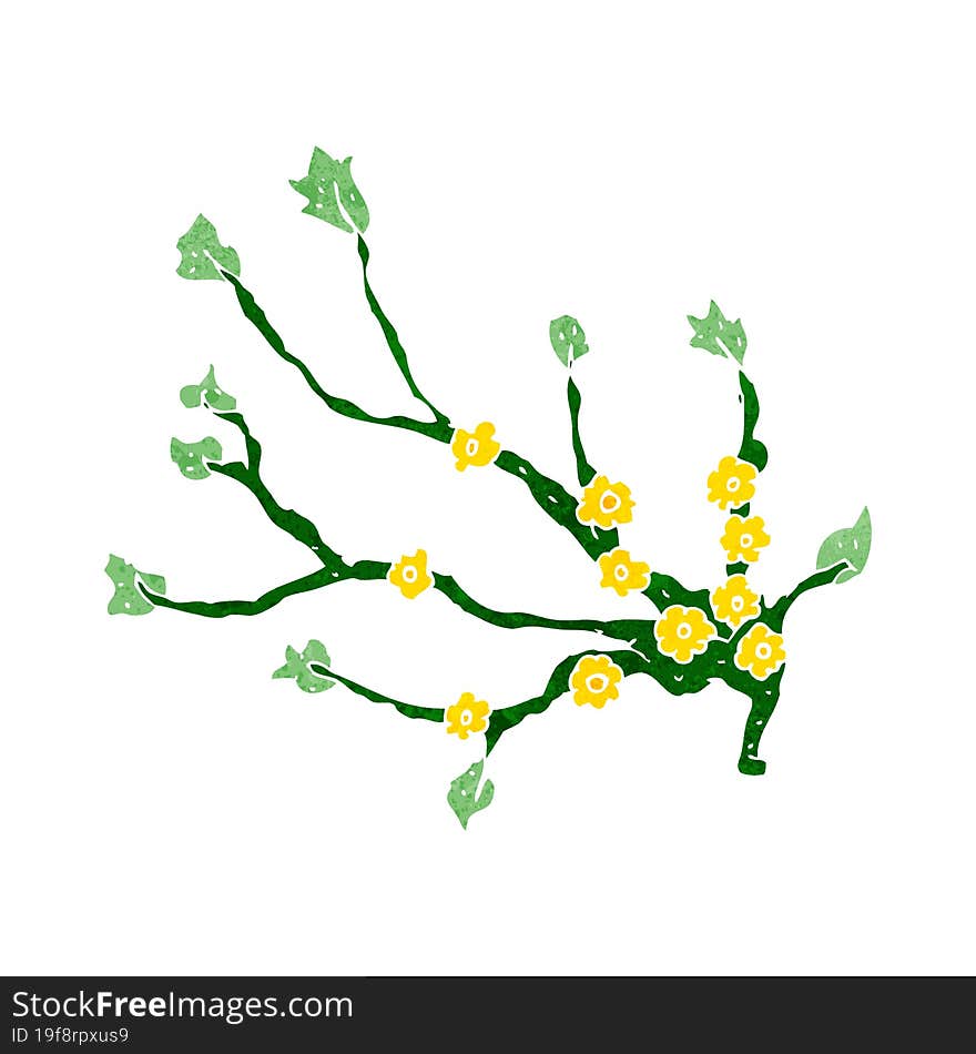 cartoon flowering branch