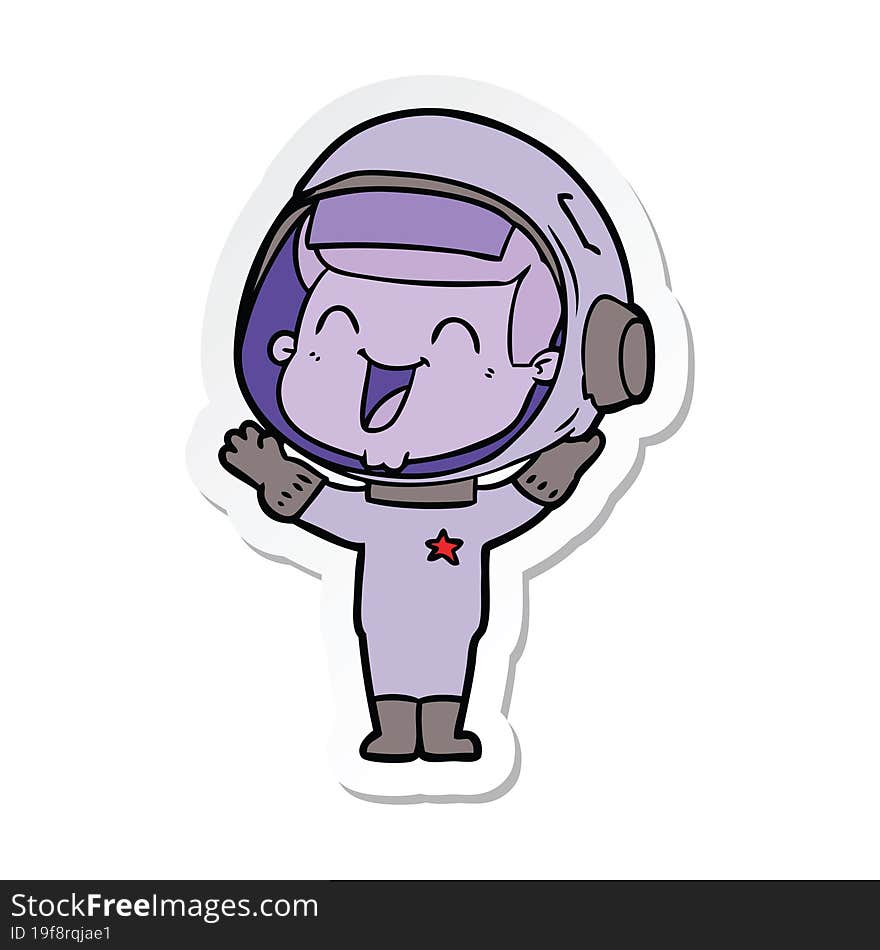 Sticker Of A Happy Cartoon Astronaut