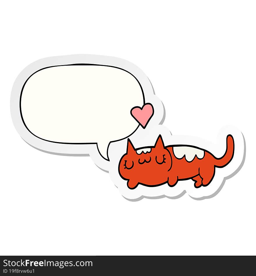 cartoon cat with speech bubble sticker. cartoon cat with speech bubble sticker