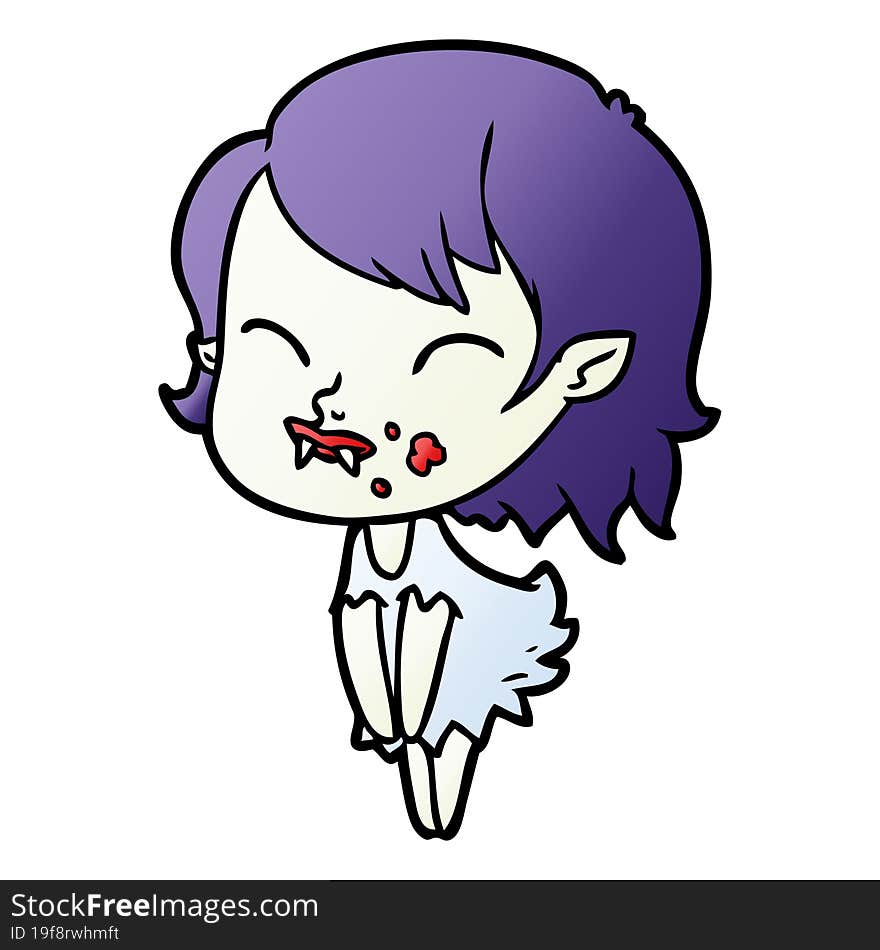 cartoon vampire girl with blood on cheek. cartoon vampire girl with blood on cheek