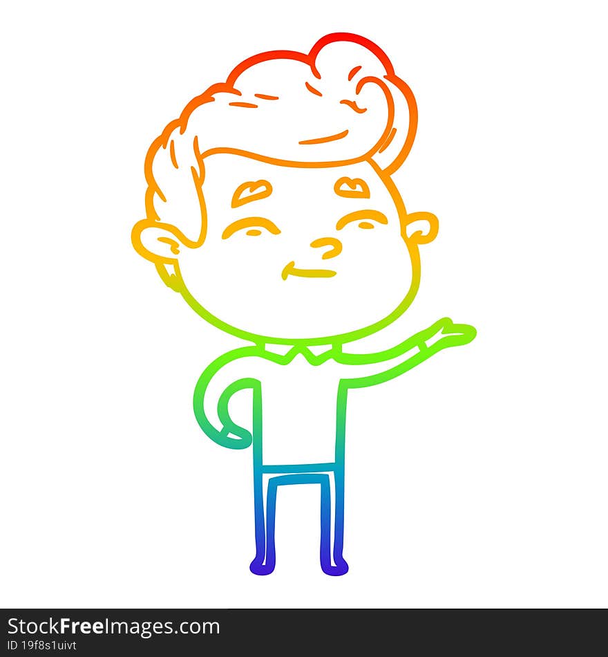 rainbow gradient line drawing happy cartoon man