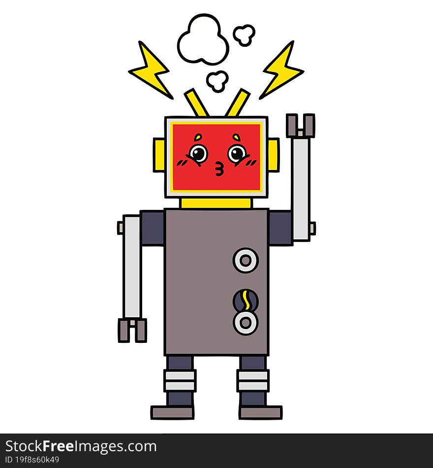 cute cartoon of a robot malfunction