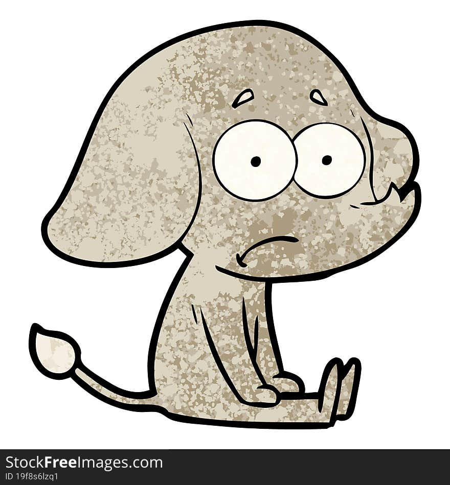 cartoon unsure elephant sat on floor. cartoon unsure elephant sat on floor