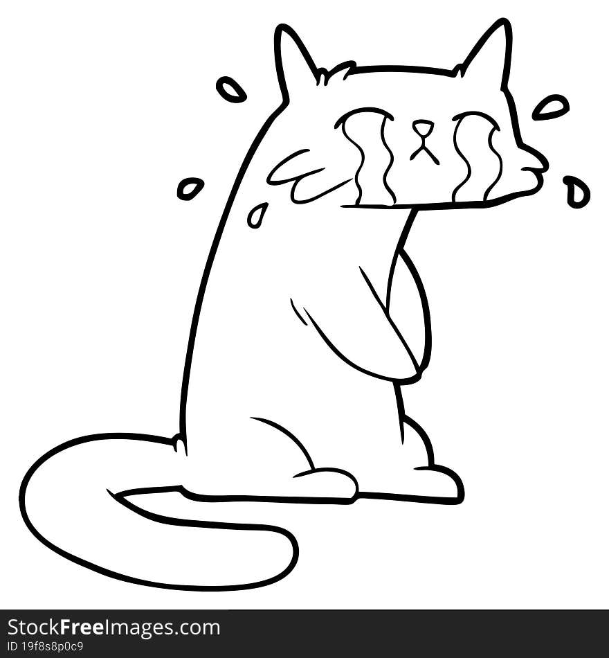 cartoon crying cat. cartoon crying cat