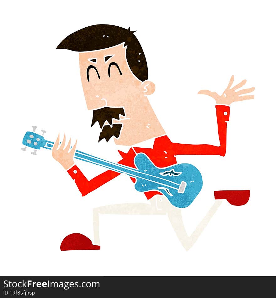 cartoon man playing electric guitar