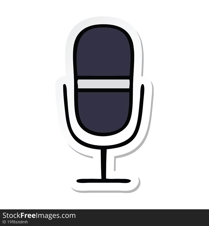 Sticker Of A Cute Cartoon Radio Microphone