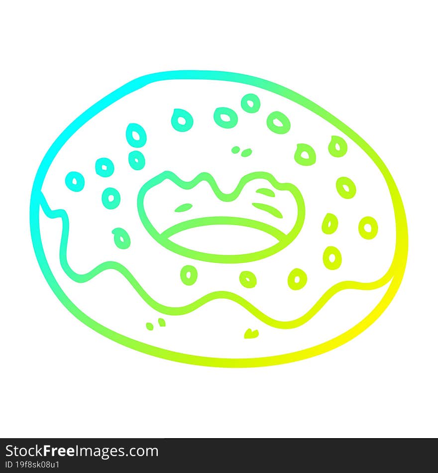 cold gradient line drawing cartoon chocolate donut