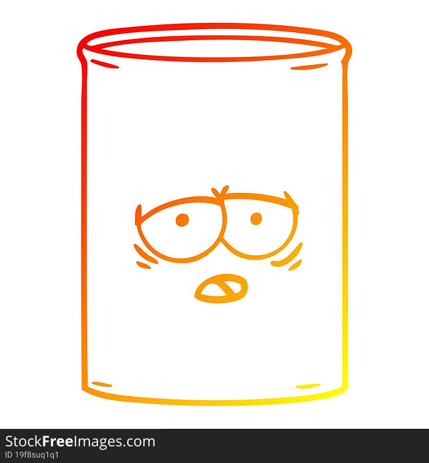 warm gradient line drawing of a cartoon oil drum