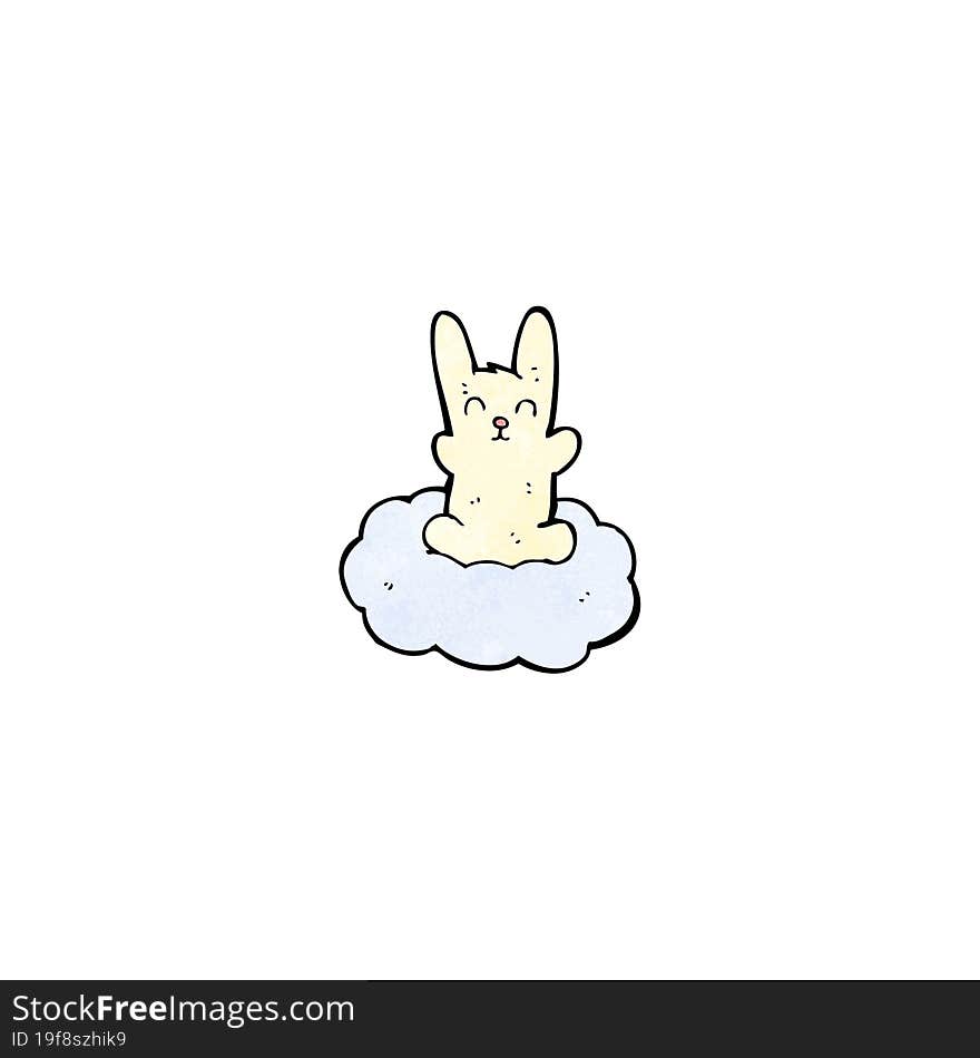 Cartoon Rabbit On Cloud