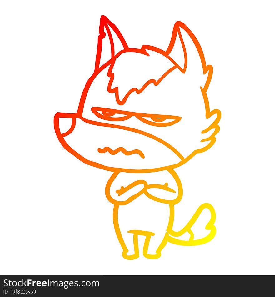 warm gradient line drawing cartoon annoyed wolf