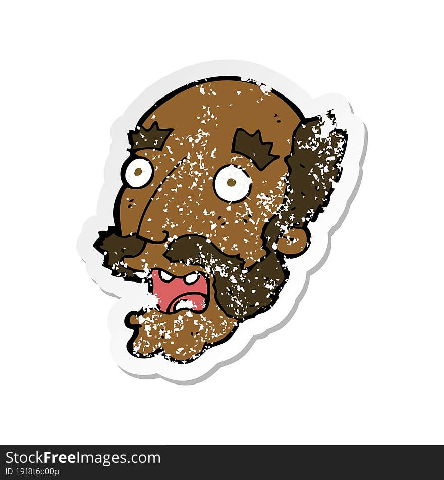 retro distressed sticker of a cartoon shocked old man