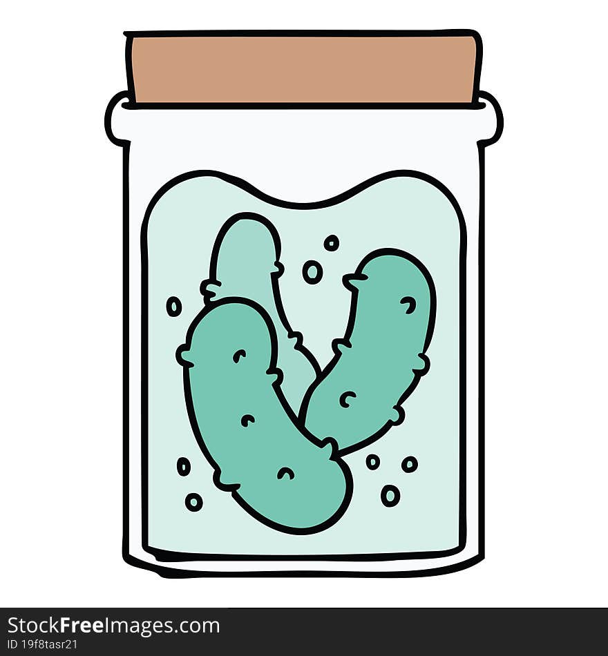 cartoon doodle jar of pickled gherkins