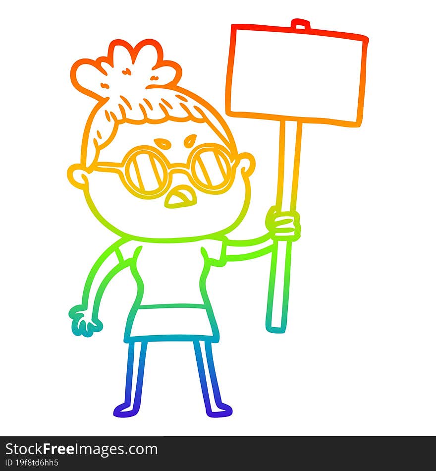 rainbow gradient line drawing cartoon annoyed woman