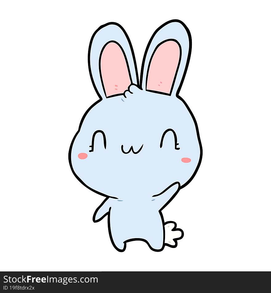 cute cartoon rabbit waving. cute cartoon rabbit waving