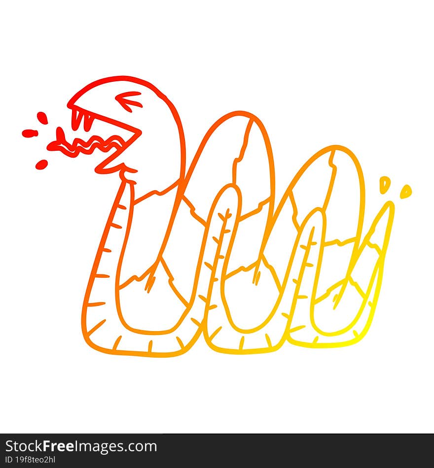 warm gradient line drawing cartoon hissing snake