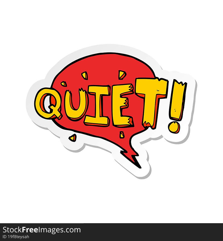 sticker of a cartoon comic book shout for quiet