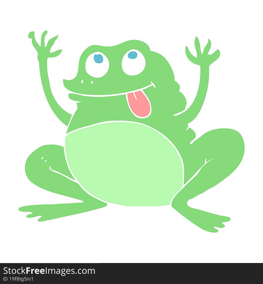 funny flat color illustration of frog. funny flat color illustration of frog