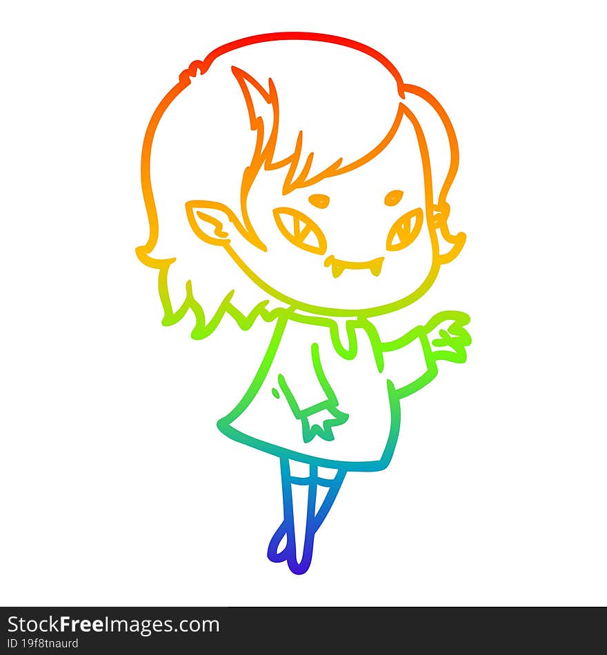 rainbow gradient line drawing cartoon friendly vampire girl