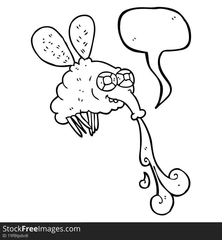 freehand drawn speech bubble cartoon gross fly