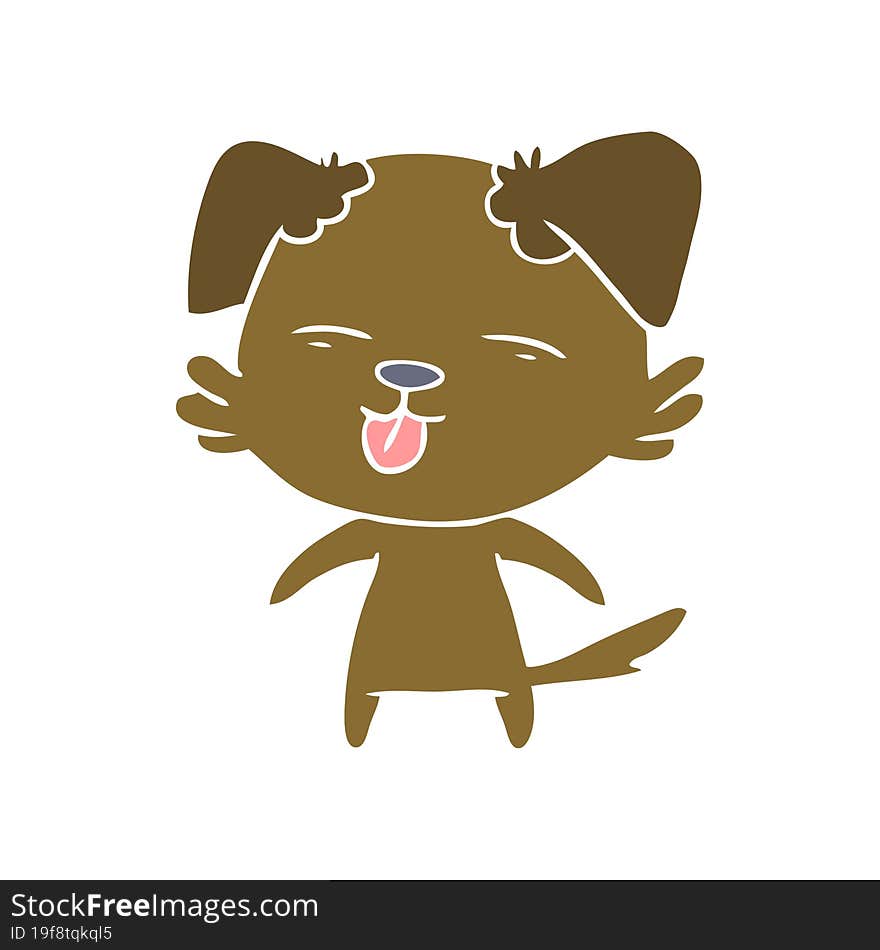 flat color style cartoon dog sticking out tongue