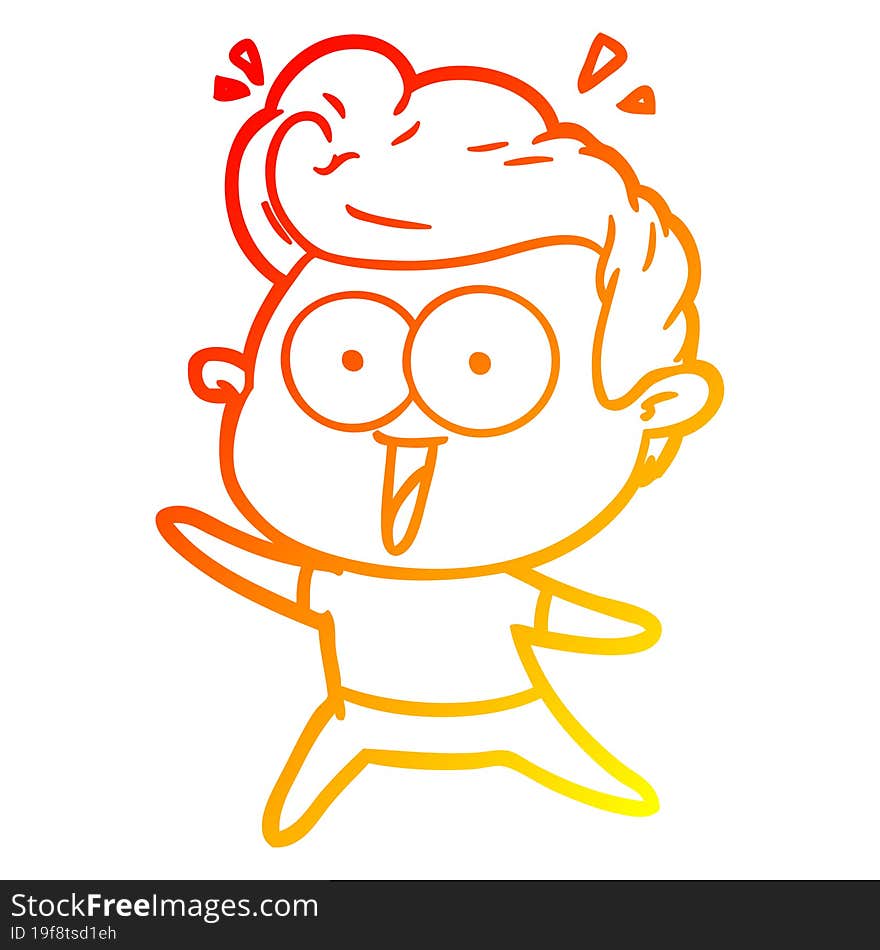 warm gradient line drawing cartoon excited man