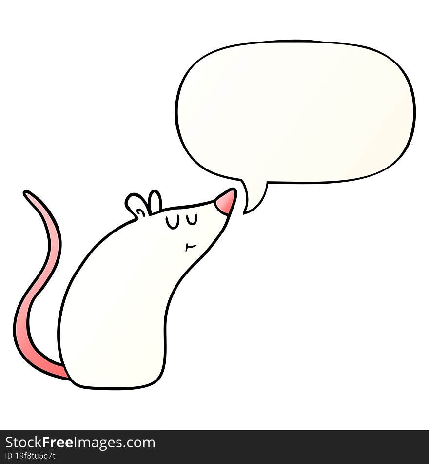 cartoon white mouse and speech bubble in smooth gradient style