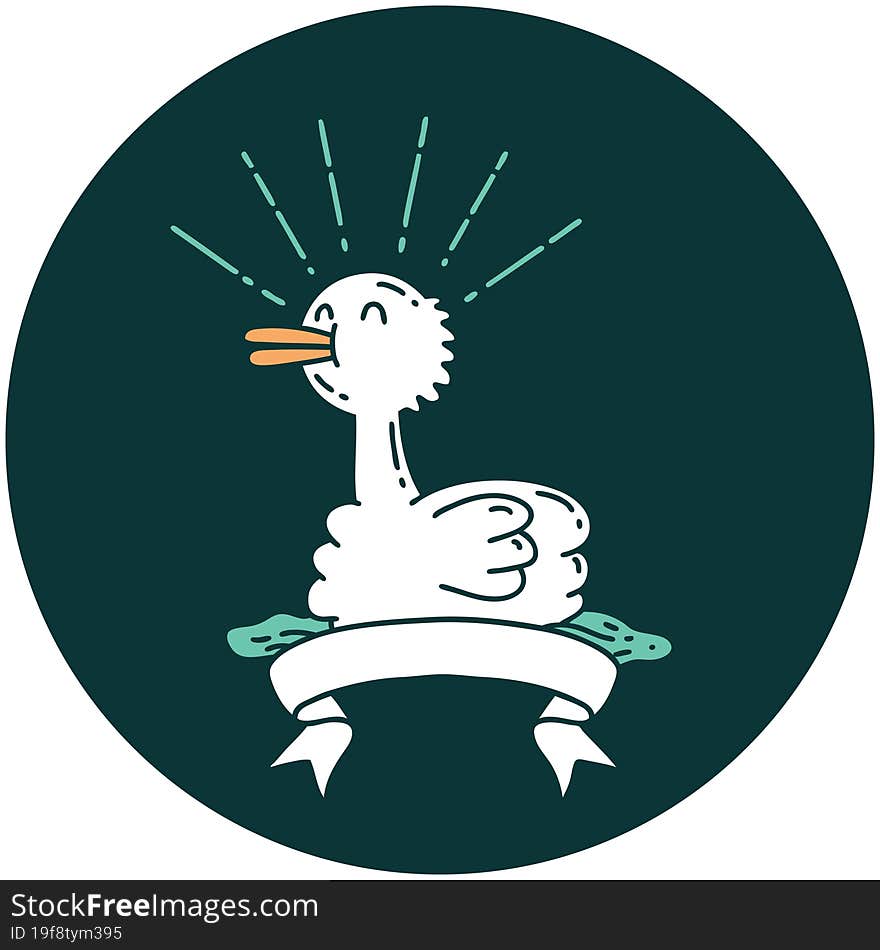 icon of tattoo style swimming duck