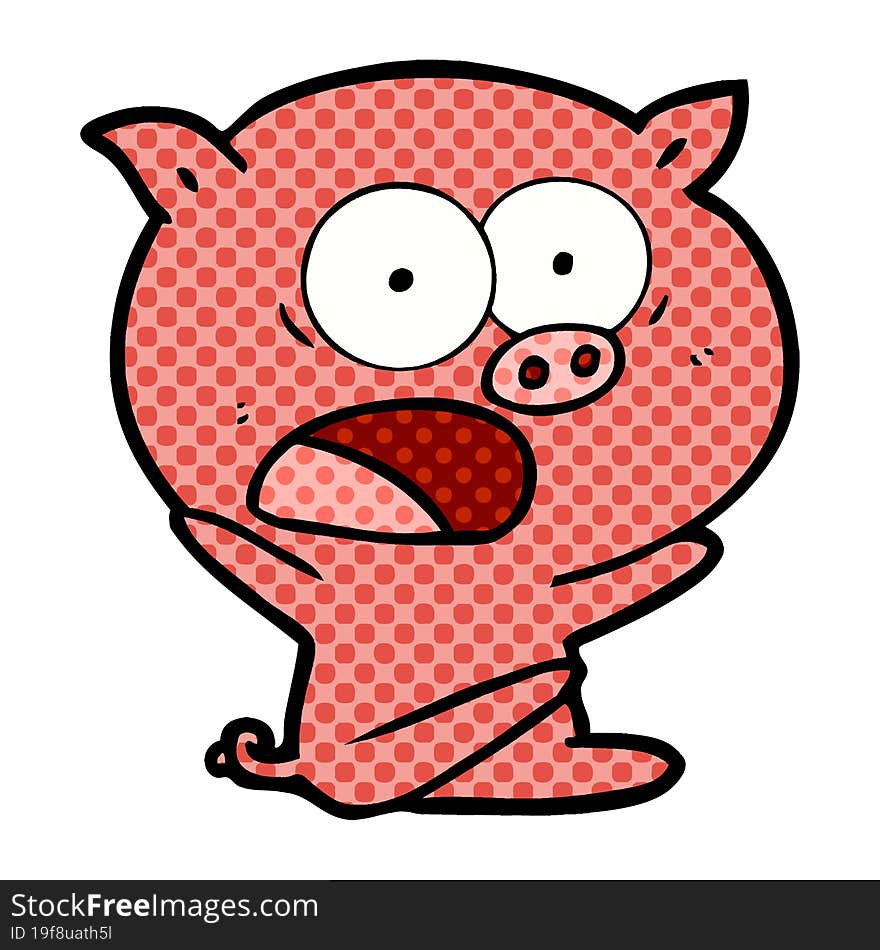 shocked cartoon pig sitting down. shocked cartoon pig sitting down