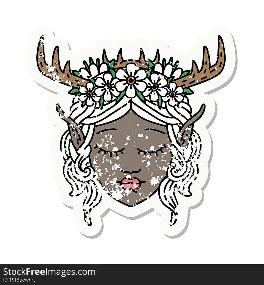 Elf Druid Character Face Illustration