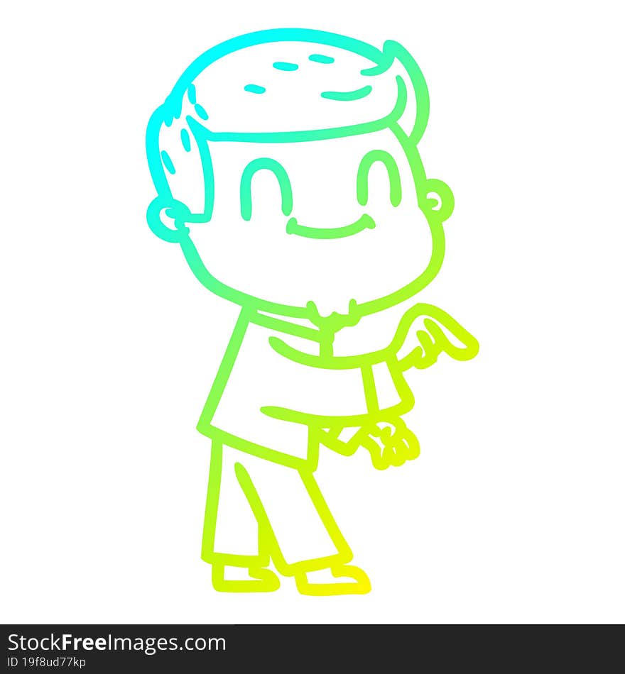 cold gradient line drawing cartoon friendly man