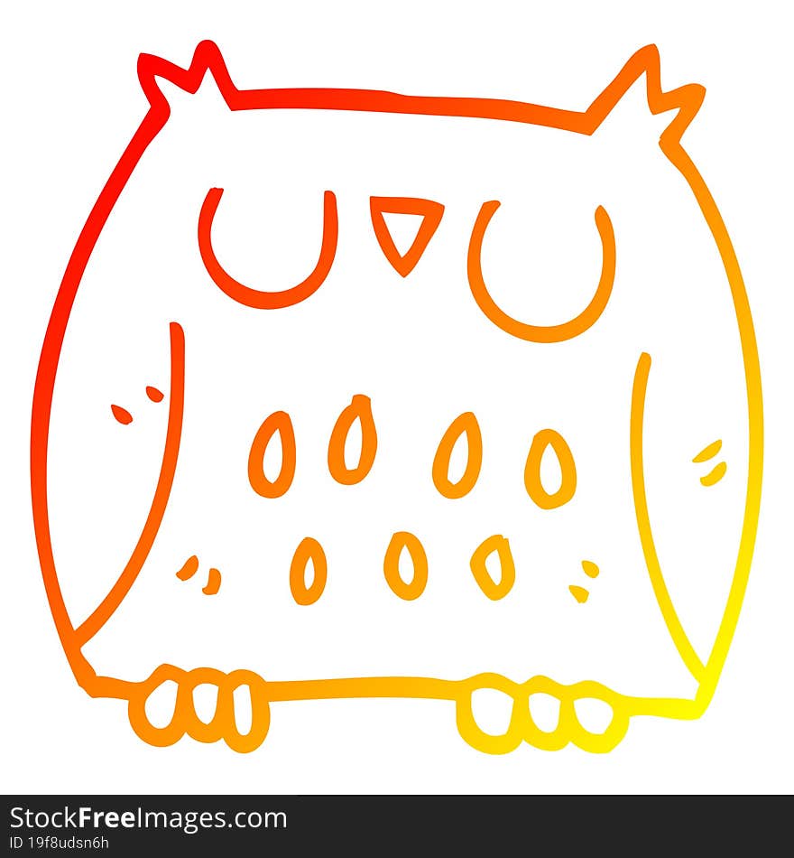 Warm Gradient Line Drawing Cartoon Happy Owl