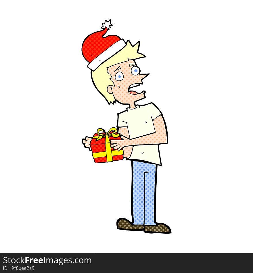 Cartoon Man With Present