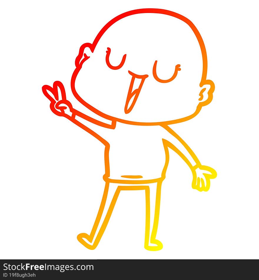 warm gradient line drawing happy cartoon bald man