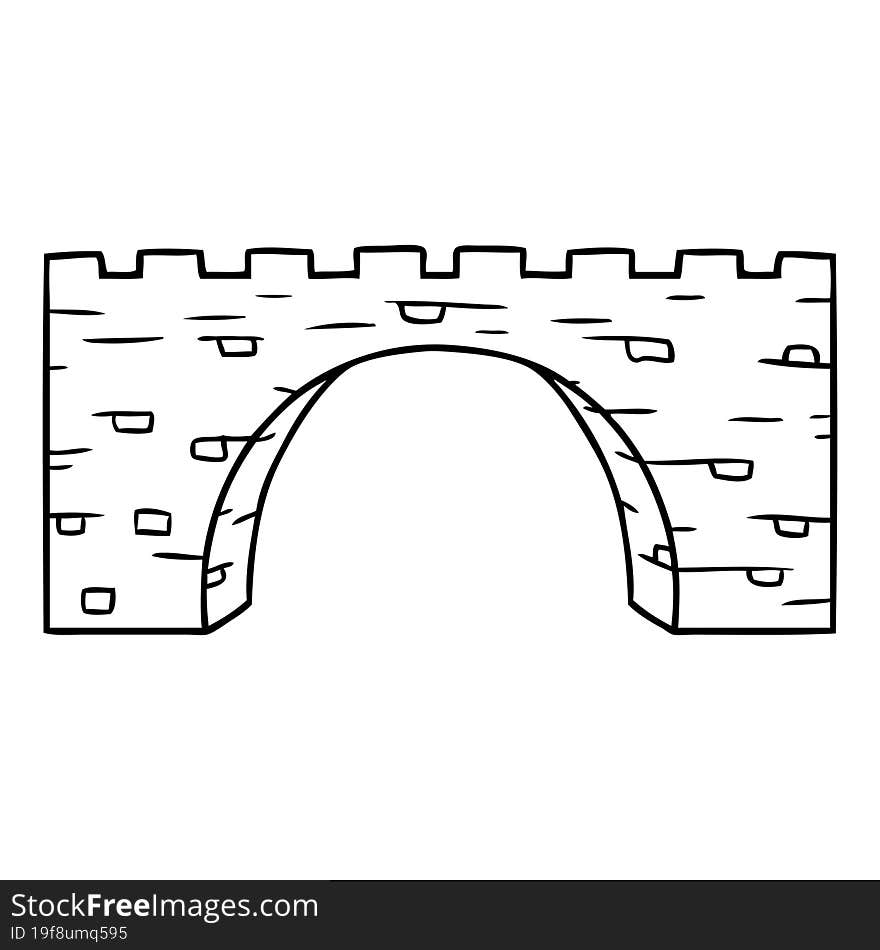 line drawing doodle of a stone bridge