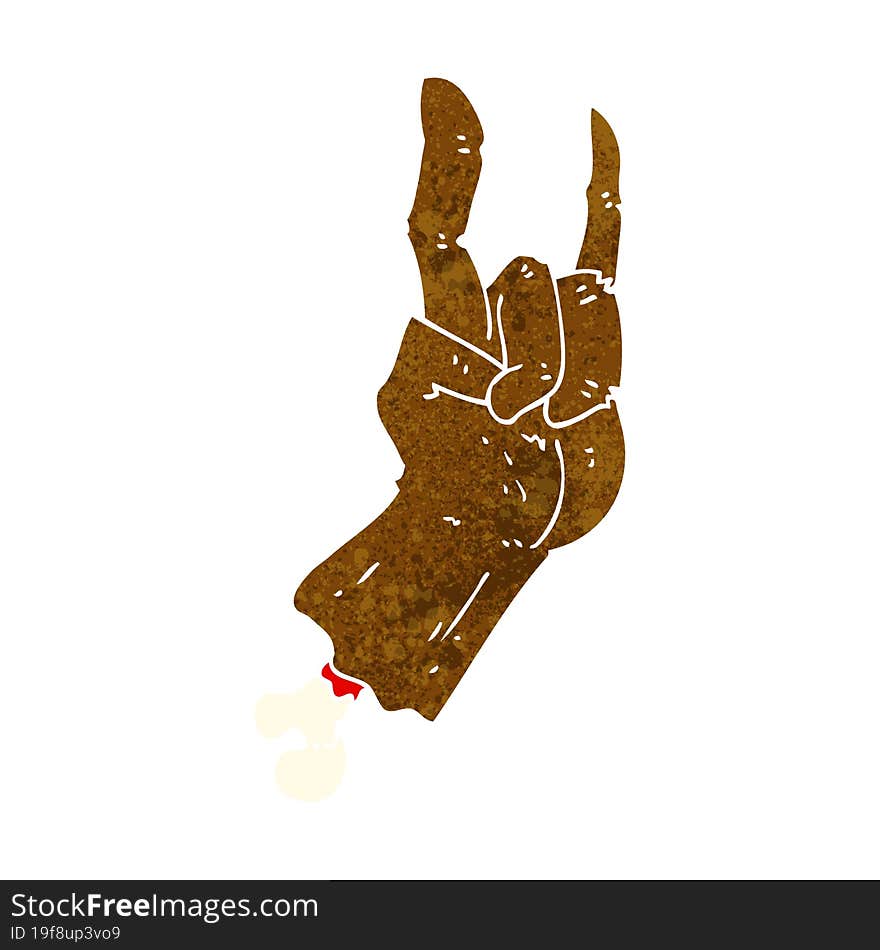 cartoon hand making rock symbol