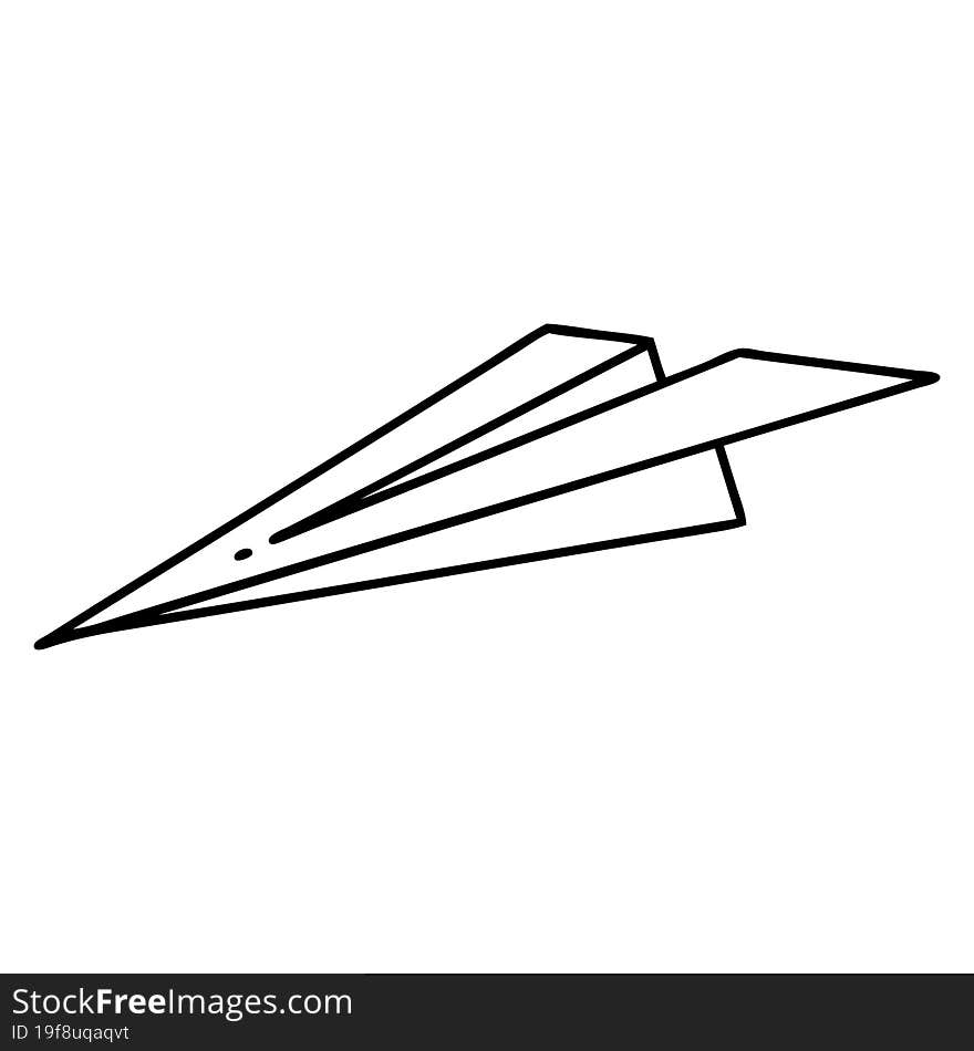 Black Line Tattoo Of A Paper Aeroplane