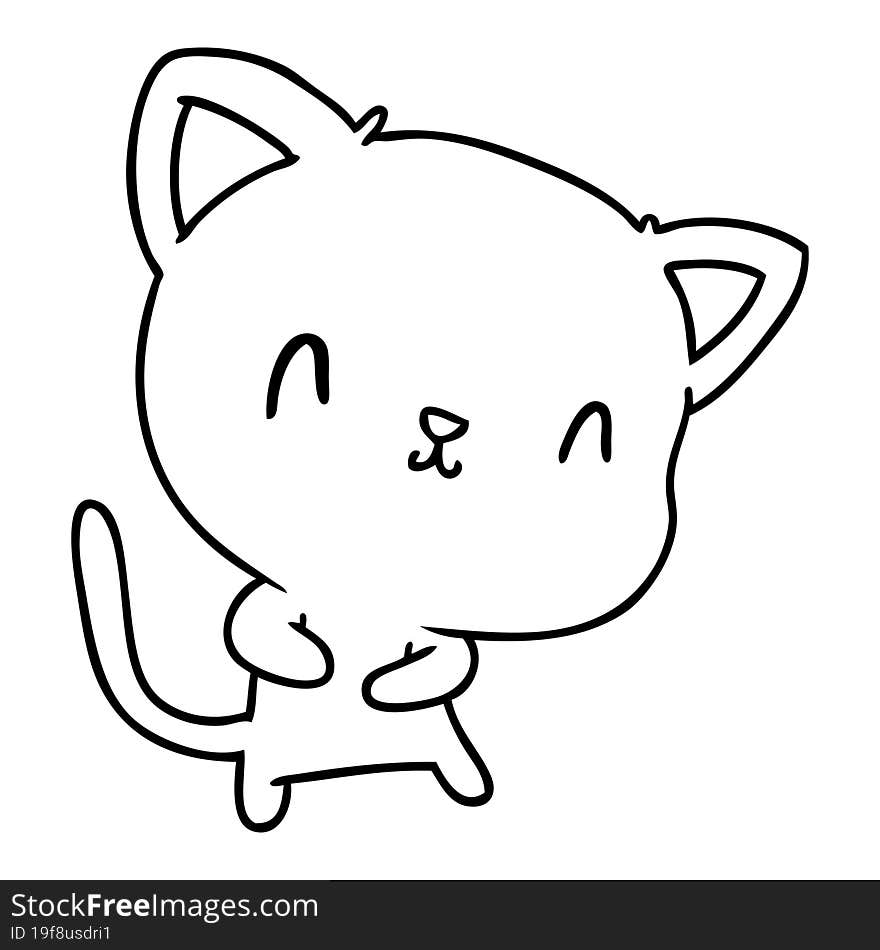 line drawing illustration of cute kawaii cat. line drawing illustration of cute kawaii cat